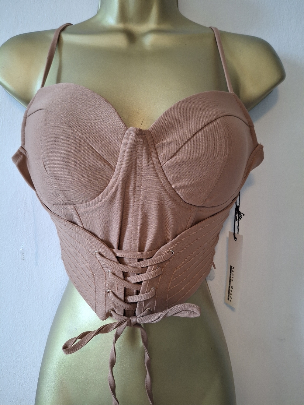 Women's Lace-Up Bustier Corset Top - Blush